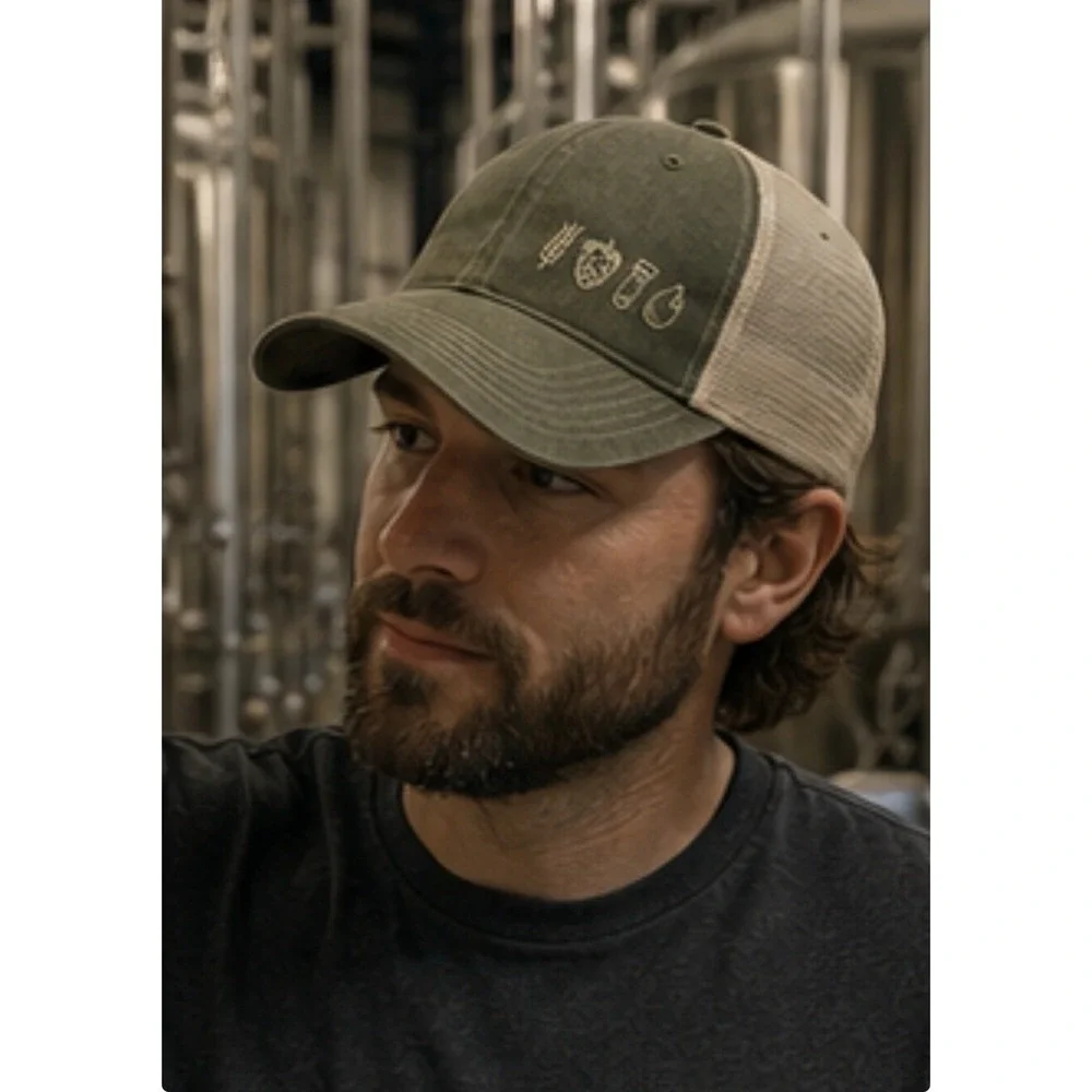Founders Brewing Trucker Hat Olive Green Cream Mesh Snapback Beer Brewing Icons